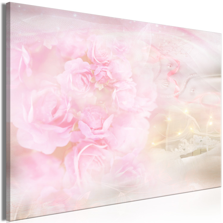 Canvas Print Ornamental Roses (1-piece) - pink flowers and light abstraction in the background 144049 additionalImage 2