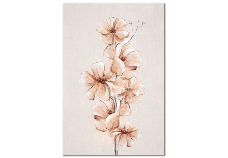 Canvas Boho Watercolor Flowers (1-piece) - nature in warm sepia tones 144349