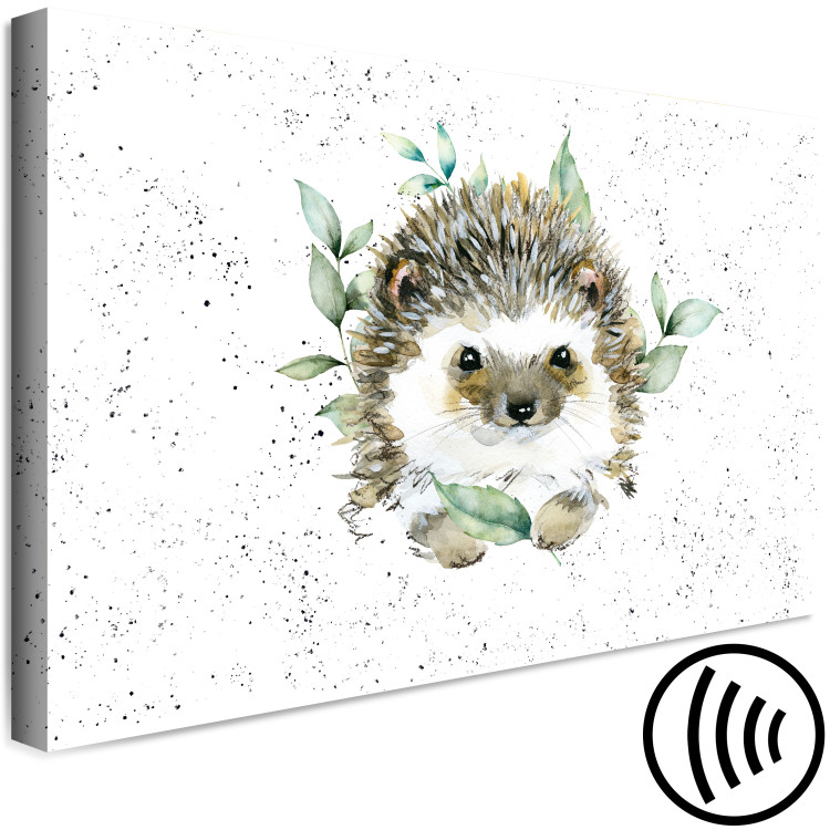 Canvas Art Print Hedgehog - Cute Painted Animals and Plants on a Stain Background 145749 additionalImage 6