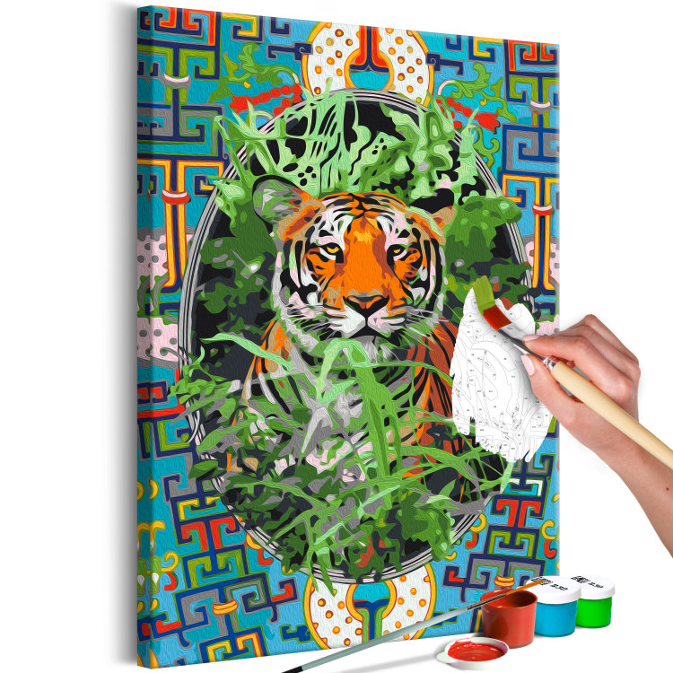 Paint by number Pensive Cat - Tiger among Grass and Abstract Colored Background 146549 additionalImage 7