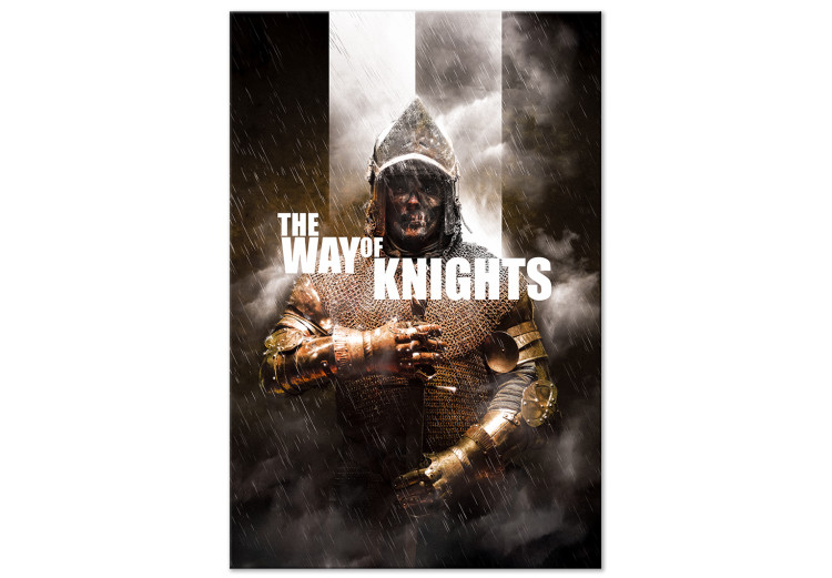 Canvas Art Print Knight (1-piece) - male figure in armor and English inscriptions 148849