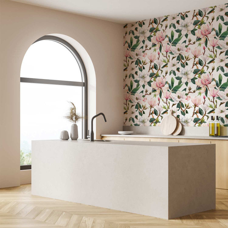 Modern Wallpaper Beautiful Magnolia - Pattern of White and Pink Flowers on the Branches 150049 additionalImage 9