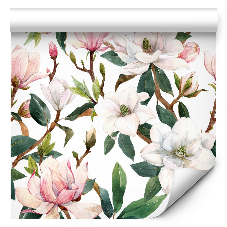 Modern Wallpaper Beautiful Magnolia - Pattern of White and Pink Flowers on the Branches 150049 additionalImage 1