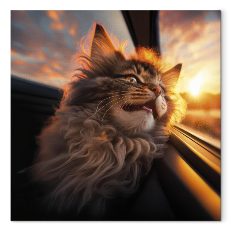 Canvas AI Maine Coon Cat - Animal on a Journey to the Setting Sun - Square 150149 additionalImage 7