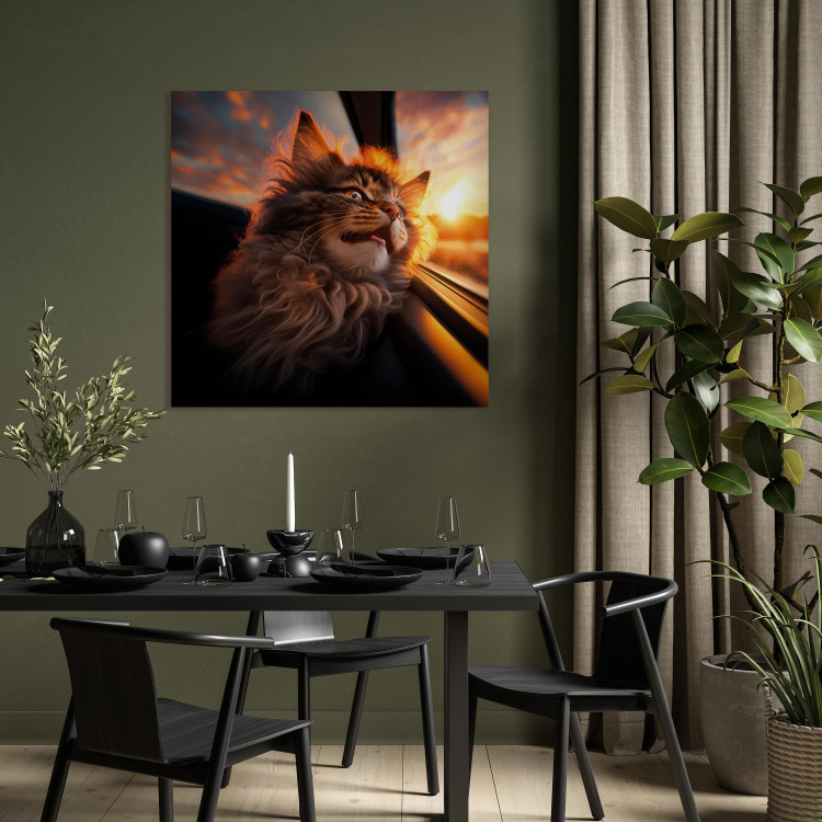 Canvas AI Maine Coon Cat - Animal on a Journey to the Setting Sun - Square 150149 additionalImage 5