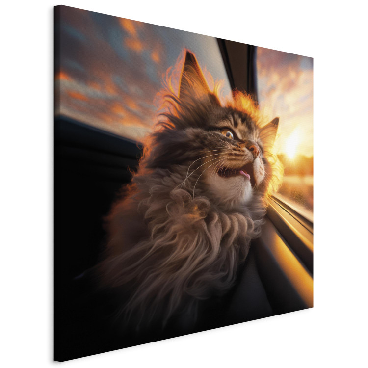 Canvas AI Maine Coon Cat - Animal on a Journey to the Setting Sun - Square 150149 additionalImage 2