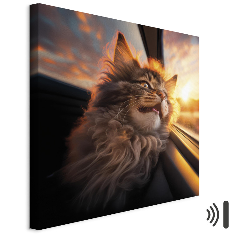 Canvas AI Maine Coon Cat - Animal on a Journey to the Setting Sun - Square 150149 additionalImage 8