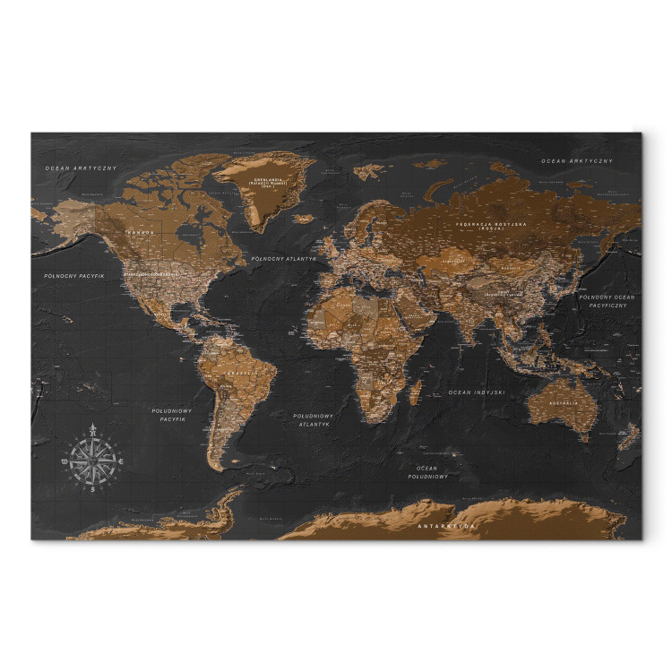 Print On Glass Brown World Map (PL) [Glass] 150749 additionalImage 2