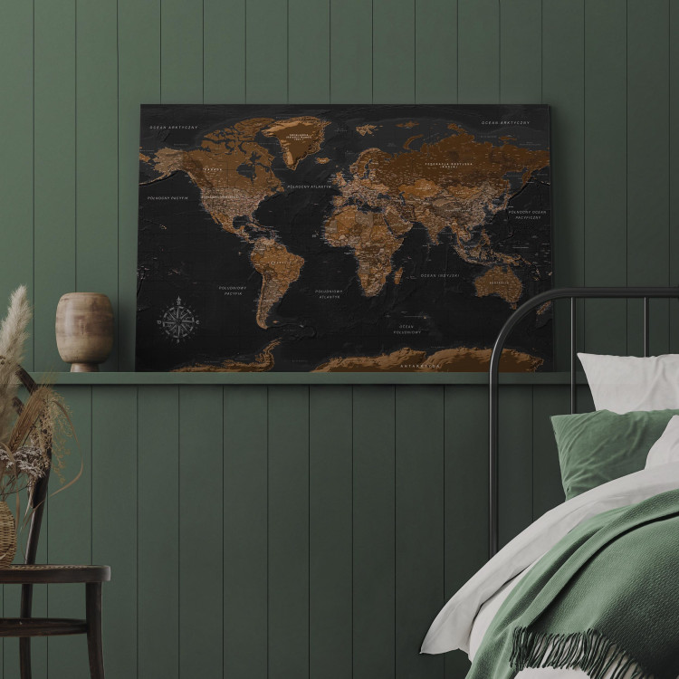 Print On Glass Brown World Map (PL) [Glass] 150749 additionalImage 5