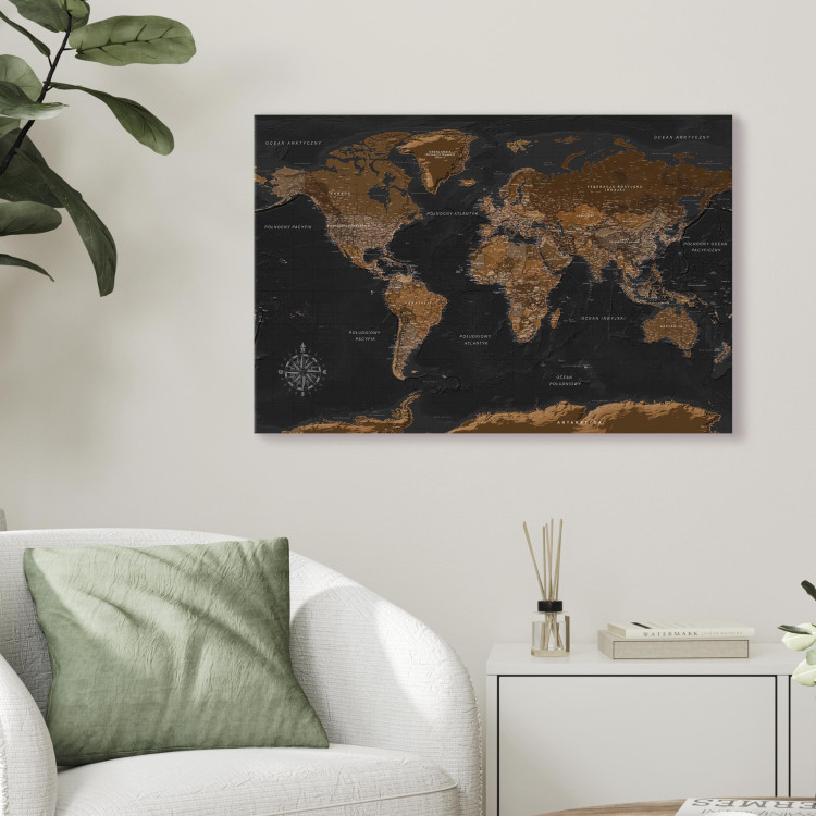 Print On Glass Brown World Map (PL) [Glass] 150749 additionalImage 4