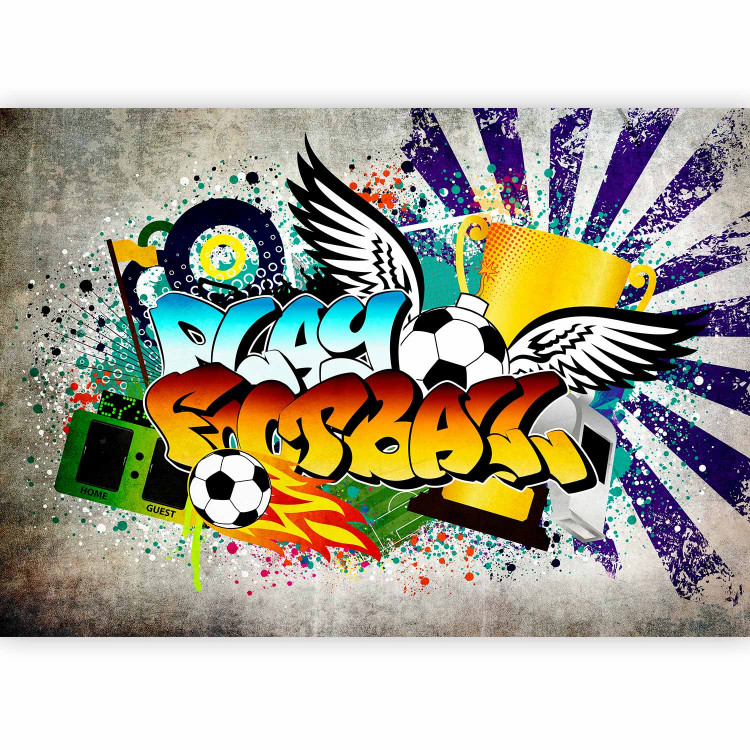 Wall Mural Colorful Sports Graffiti - Expression about soccer for a teenager 61149 additionalImage 1