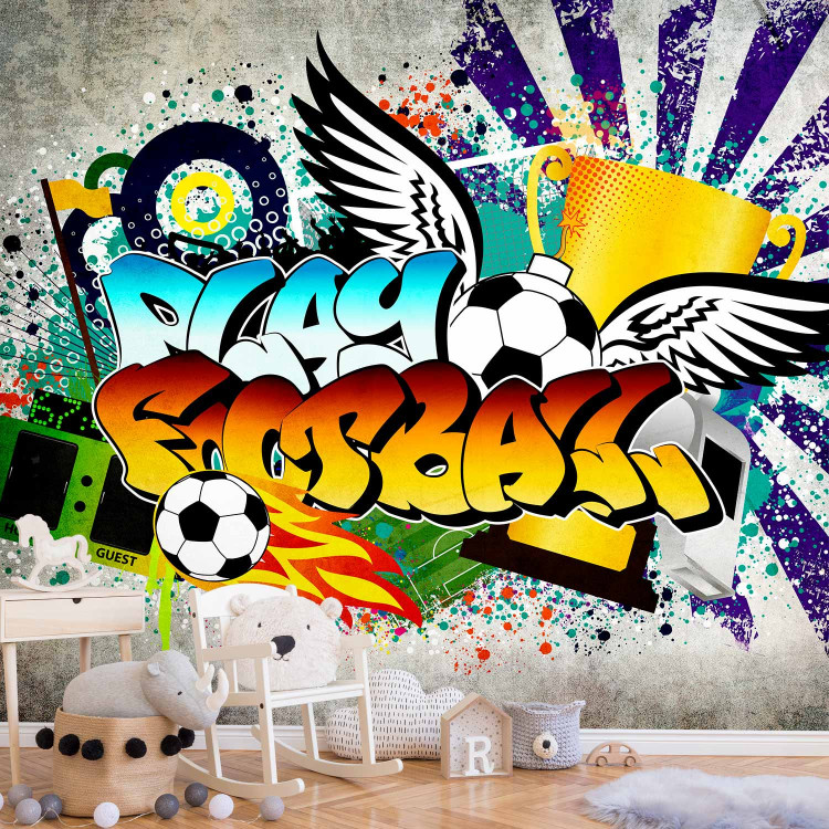Wall Mural Colorful Sports Graffiti - Expression about soccer for a teenager 61149 additionalImage 4