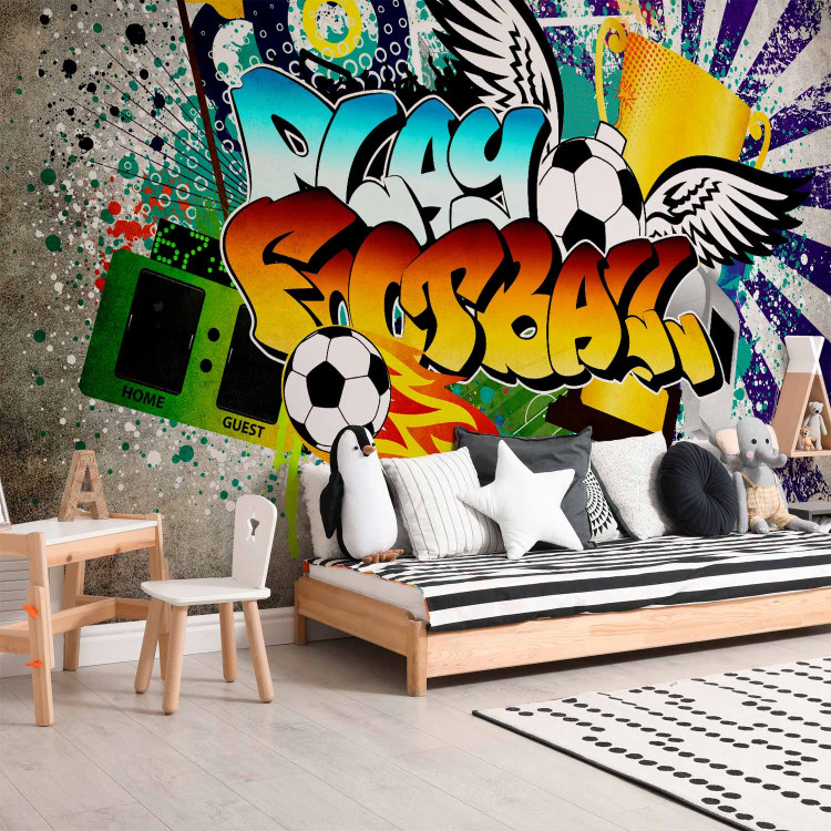 Wall Mural Colorful Sports Graffiti - Expression about soccer for a teenager 61149 additionalImage 7