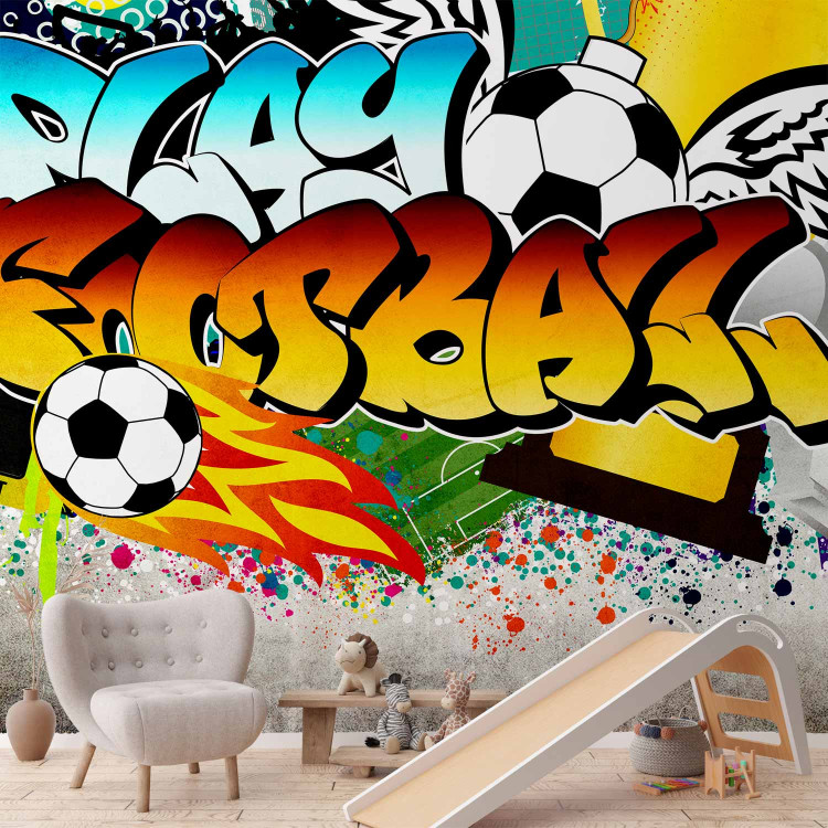 Wall Mural Colorful Sports Graffiti - Expression about soccer for a teenager 61149