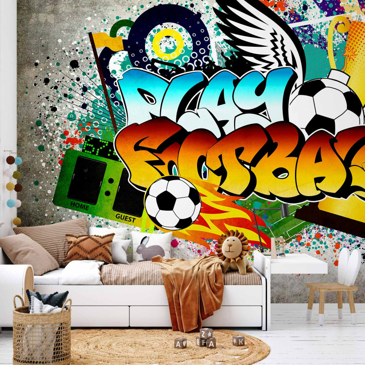 Wall Mural Colorful Sports Graffiti - Expression about soccer for a teenager 61149 additionalImage 6