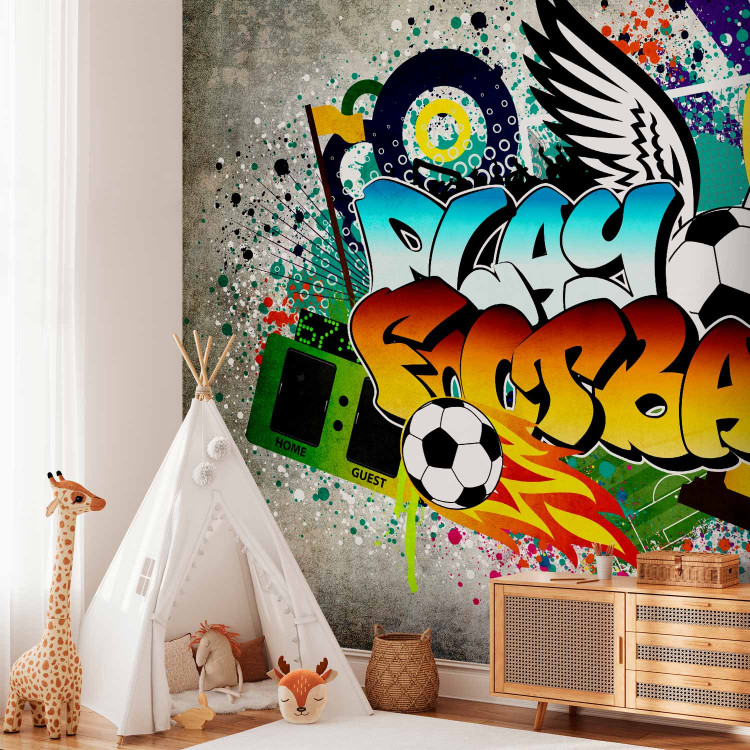 Wall Mural Colorful Sports Graffiti - Expression about soccer for a teenager 61149 additionalImage 2