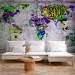Photo Wallpaper Graffiti world - colourful world map on concrete background for teenager 63849