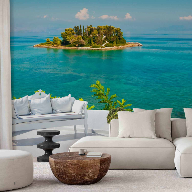 Wall Mural Rest - terrace overlooking turquoise sea and lonely island 91649