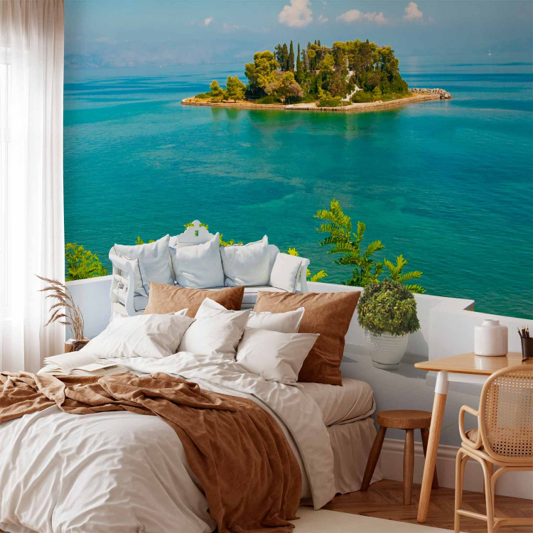 Wall Mural Rest - terrace overlooking turquoise sea and lonely island 91649 additionalImage 2