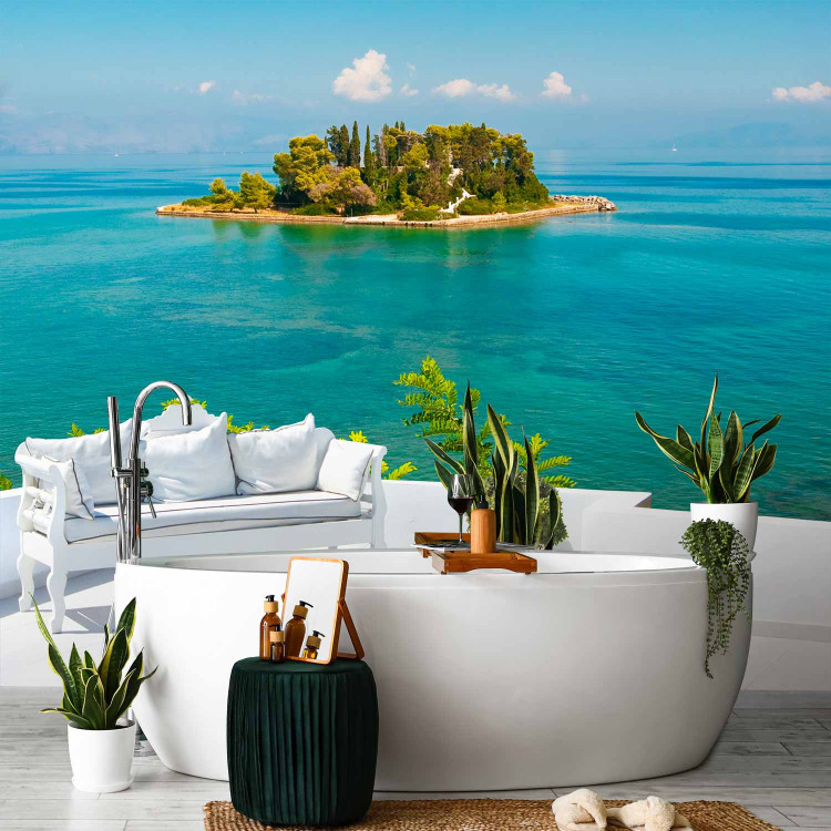 Wall Mural Rest - terrace overlooking turquoise sea and lonely island 91649 additionalImage 8