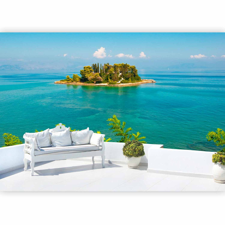 Wall Mural Rest - terrace overlooking turquoise sea and lonely island 91649 additionalImage 1