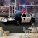Wall Mural Police car at night - police car motif on a background of city architecture 97049 additionalThumb 6