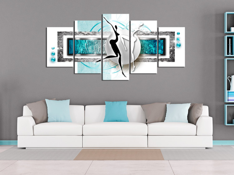 Canvas Art Print Winter Dance - Abstraction of Two Dancing Figures on Blue Background 97949 additionalImage 3