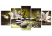 Canvas Lilies and Stones (5-part) Wide - Still Life in Zen Style 108259