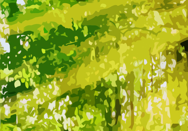 Canvas Art Print Forest Footbridge (5-part) Wide - Scenic Green Forest Landscape 108359 additionalImage 4