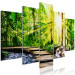 Canvas Art Print Forest Footbridge (5-part) Wide - Scenic Green Forest Landscape 108359 additionalThumb 2