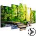 Canvas Art Print Forest Footbridge (5-part) Wide - Scenic Green Forest Landscape 108359 additionalThumb 6