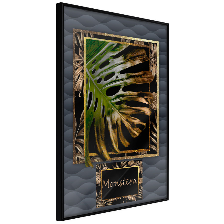 Wall Poster Gilded Monstera - Composition with a tropical plant on a dark background 114359 additionalImage 10