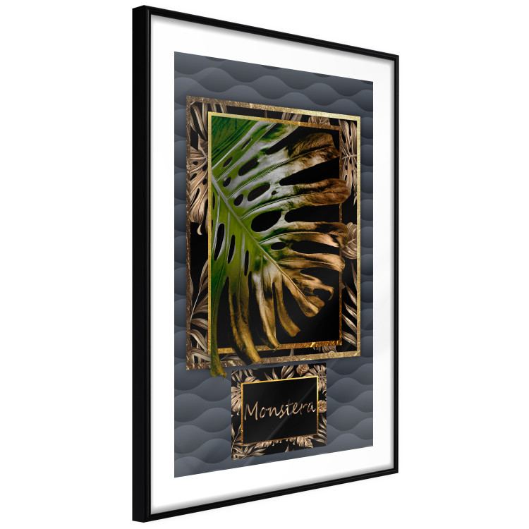 Wall Poster Gilded Monstera - Composition with a tropical plant on a dark background 114359 additionalImage 11