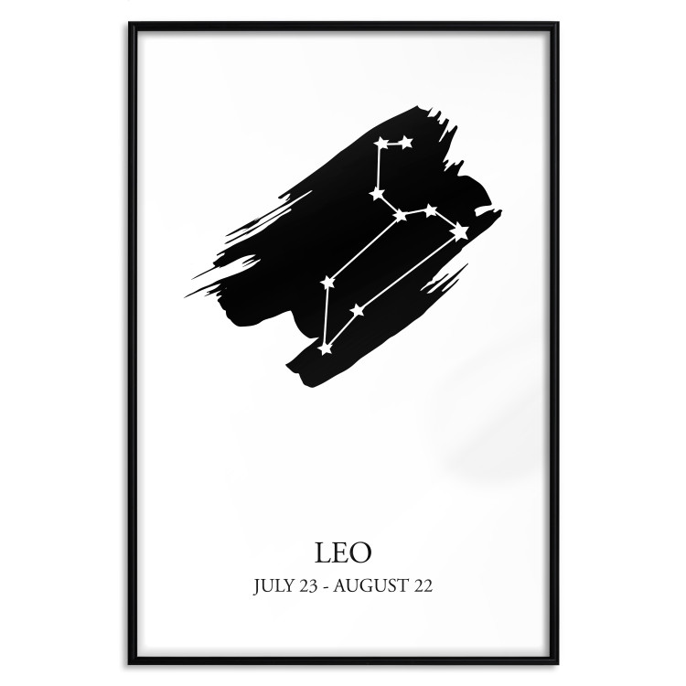Poster Zodiac signs: Leo - composition with star constellation in black and white 114859 additionalImage 24