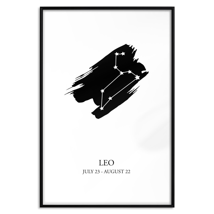 Poster Zodiac signs: Leo - composition with star constellation in black and white 114859 additionalImage 27
