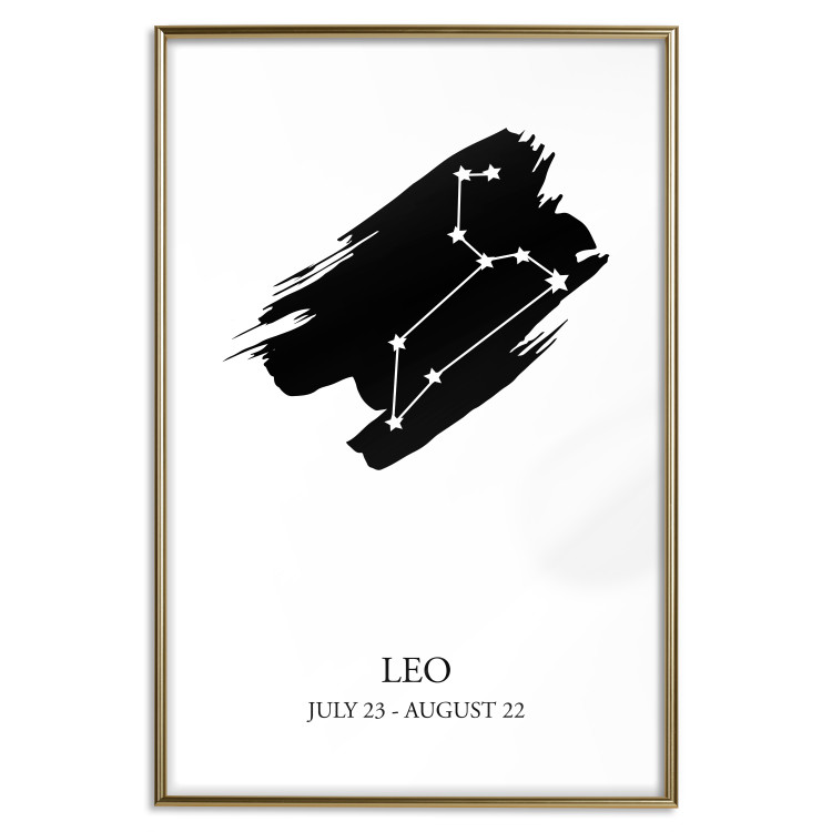 Poster Zodiac signs: Leo - composition with star constellation in black and white 114859 additionalImage 19