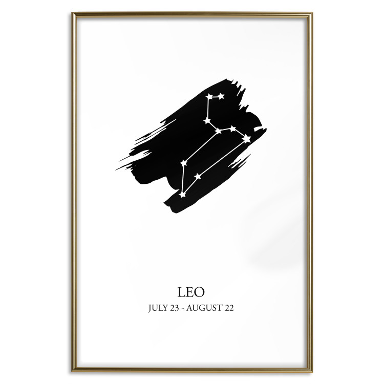 Poster Zodiac signs: Leo - composition with star constellation in black and white 114859 additionalImage 23