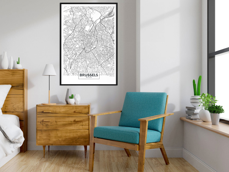 Poster Map of Brussels - black and white map of one of the cities in Belgium with labels 116359 additionalImage 10
