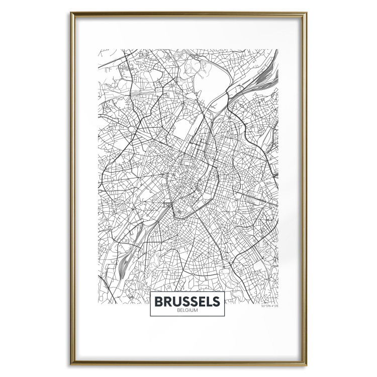 Poster Map of Brussels - black and white map of one of the cities in Belgium with labels 116359 additionalImage 14