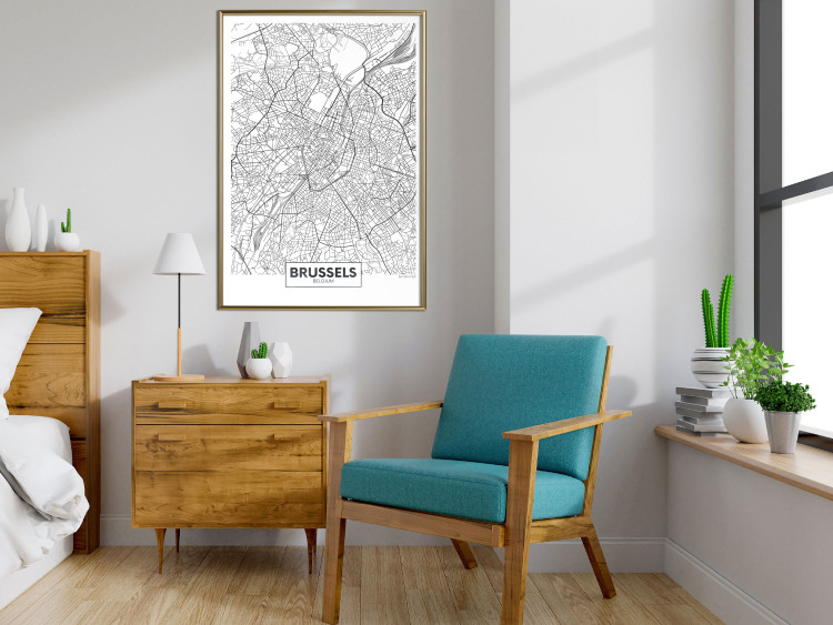 Poster Map of Brussels - black and white map of one of the cities in Belgium with labels 116359 additionalImage 9