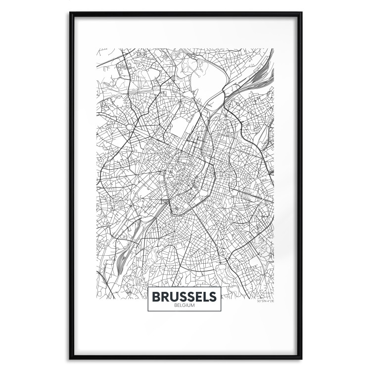 Poster Map of Brussels - black and white map of one of the cities in Belgium with labels 116359 additionalImage 15
