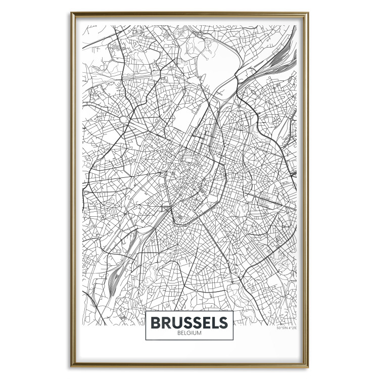 Poster Map of Brussels - black and white map of one of the cities in Belgium with labels 116359 additionalImage 16