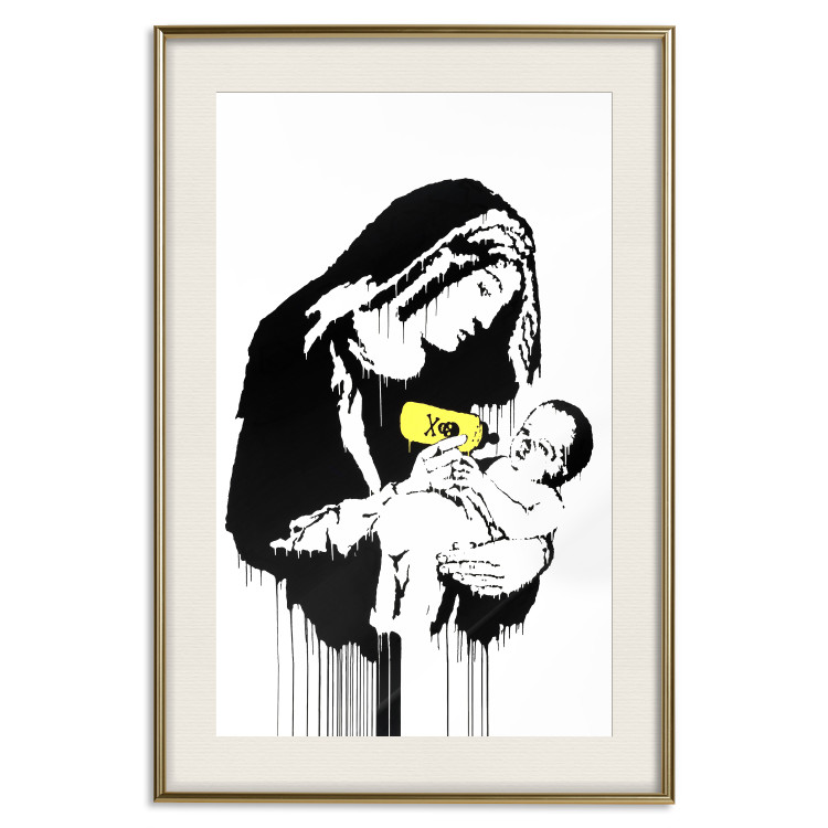 Poster Feeding Mother - black and white composition with a woman in Banksy style 118759 additionalImage 19