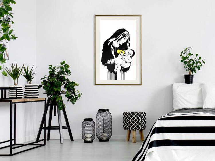 Poster Feeding Mother - black and white composition with a woman in Banksy style 118759 additionalImage 21