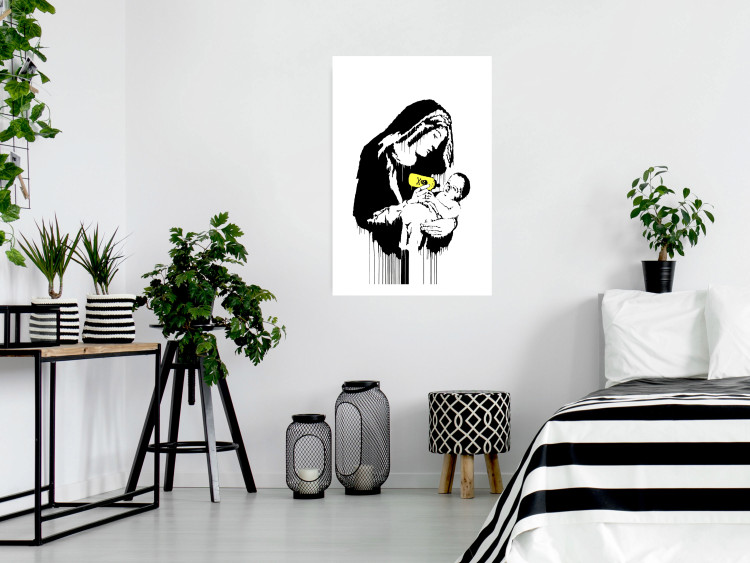 Poster Feeding Mother - black and white composition with a woman in Banksy style 118759 additionalImage 4