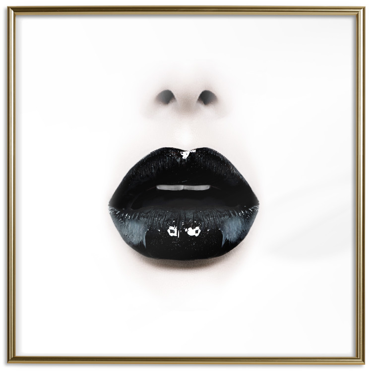 Wall Poster Black Lipstick - simple composition with a woman's face with dark lips 120459 additionalImage 16