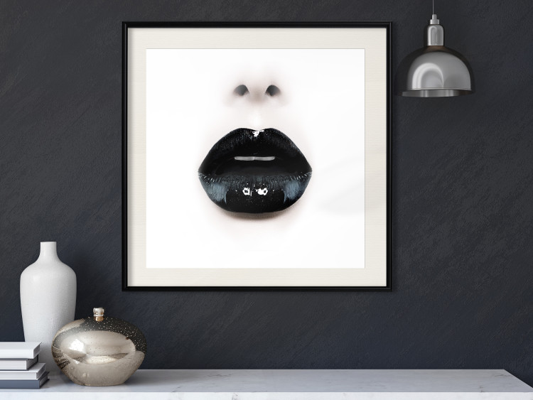 Wall Poster Black Lipstick - simple composition with a woman's face with dark lips 120459 additionalImage 22