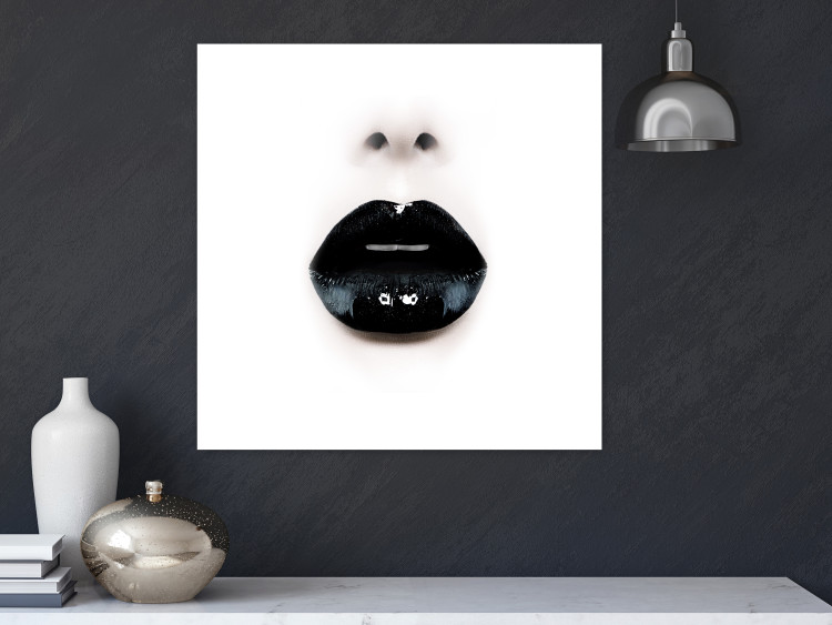 Wall Poster Black Lipstick - simple composition with a woman's face with dark lips 120459 additionalImage 2