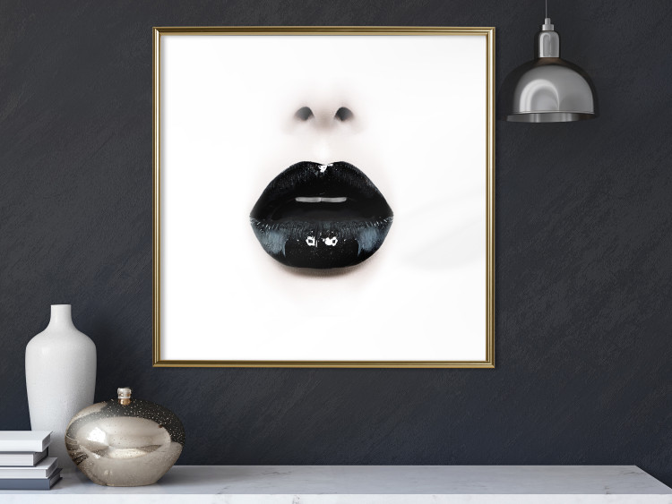 Wall Poster Black Lipstick - simple composition with a woman's face with dark lips 120459 additionalImage 13