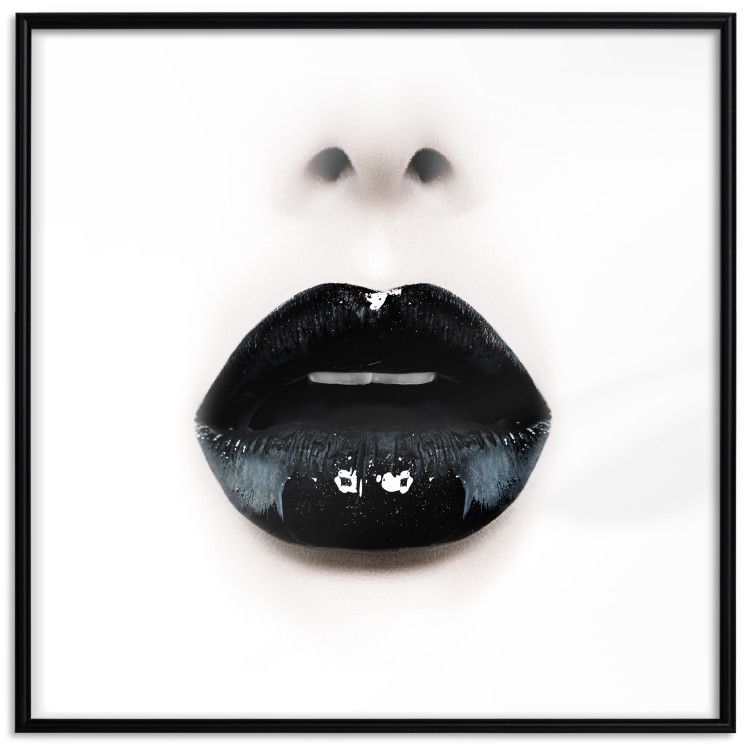 Wall Poster Black Lipstick - simple composition with a woman's face with dark lips 120459 additionalImage 18